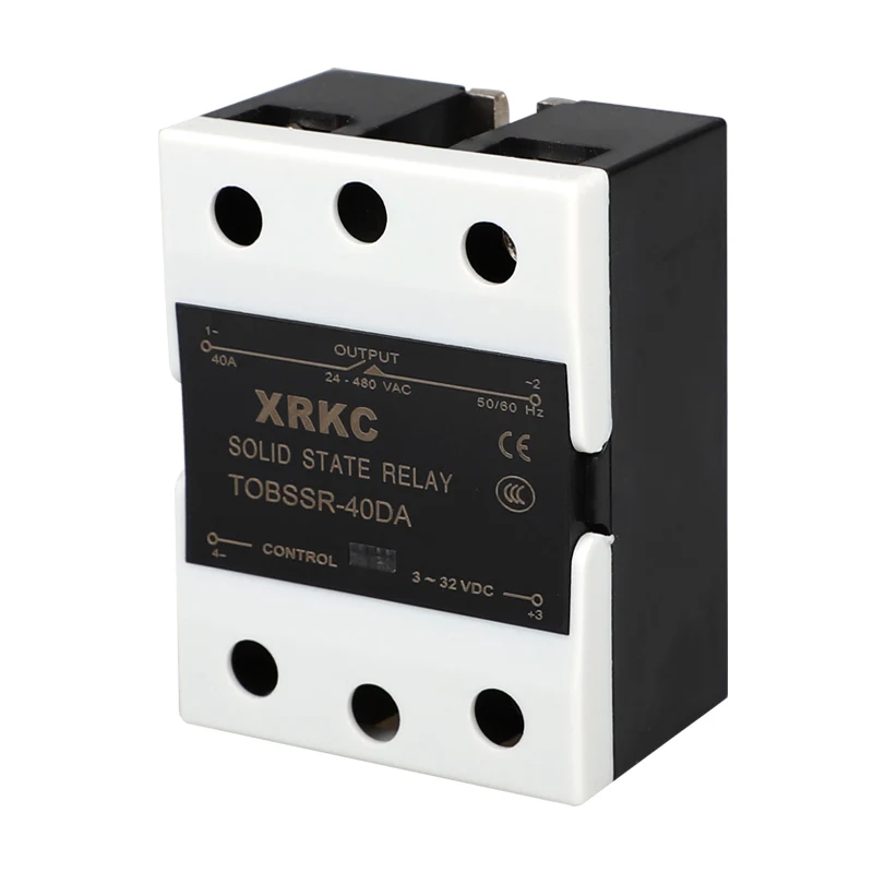 SSR-40DA Sealed Flip Cover High Power Wiring 3-32VDC Control 24-480VAC Output 40A DC AC High Voltage Single Phase Solid State