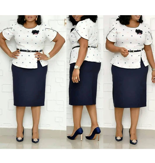 Vêtements deux pièces ensemble jupe turquie femmes robe Anti-rides grande  taille dernières dames robes de bureau