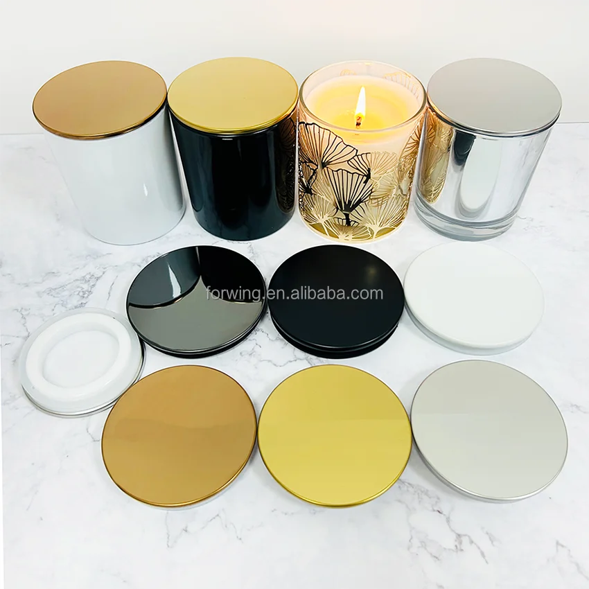 New design Candle jar lid Stainless Steel Storage Jar Lid Zinc alloy Electroplated Mirror metal Candle jar with lid details