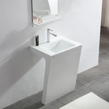 Luxury Artificial Marble Stone Solid Surface Floor Standing Pedestal Wash Basin