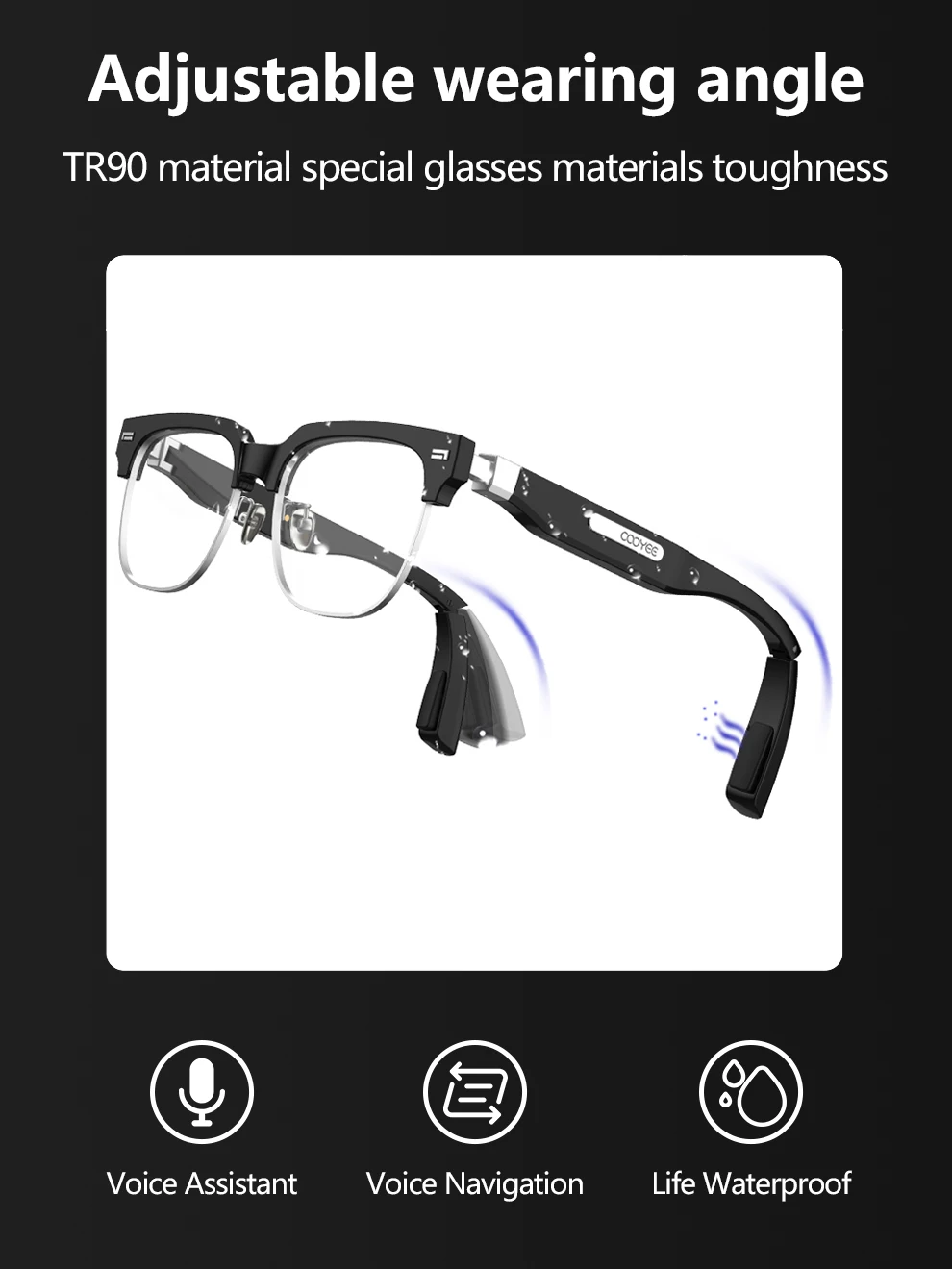 Cooyee01 Bone Conduction Smart Glasses With Bluetooth Glasses Support ...