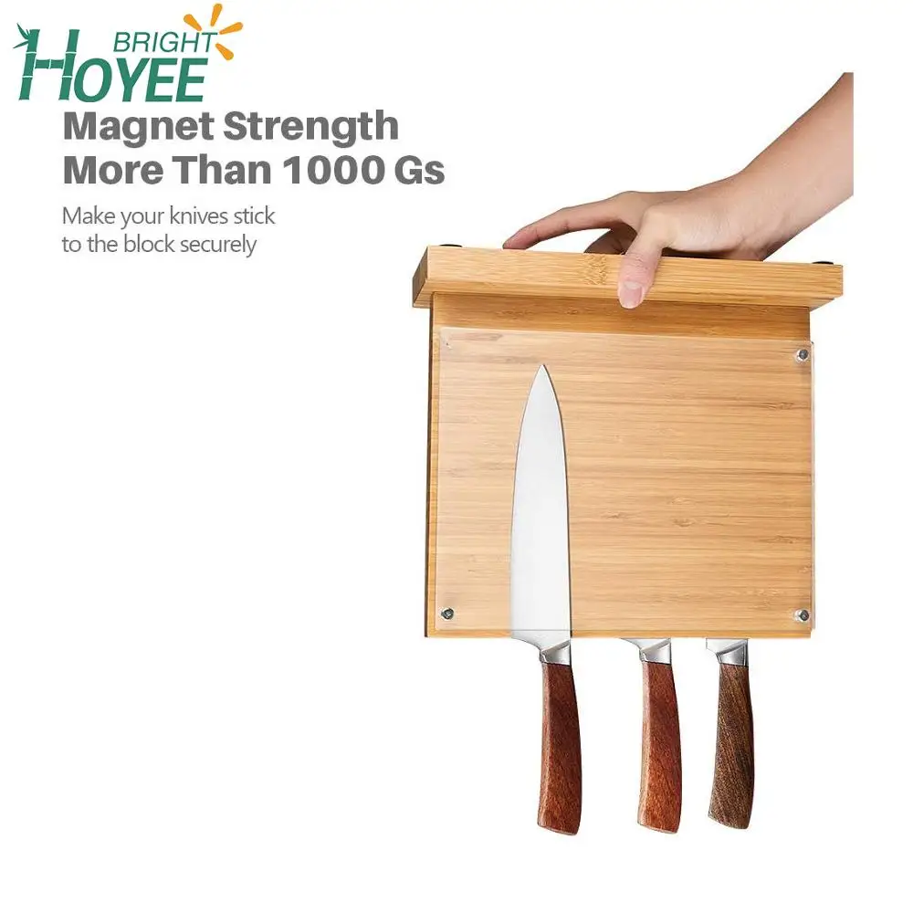 Магнитный Универсальный держатель для ножей подставка из бамбука кухонных приборов витрина с акриловым