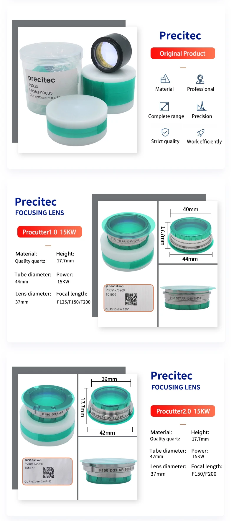 Precitec Focusing Lenses For Procutter D37 Fl150/200 Focus Lenses Fiber ...