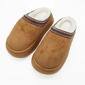 Warm Faxu Suede Indoor for Slippers with Soft PVC Lining Customizable Cotton Padded Trendy Style for Winter Spring Autumn Home U