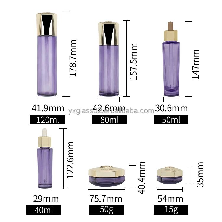 Luxury Cosmetic Packaging Skincare Glass Cream Jar Container Dropper Lotion Pump Bottles supplier