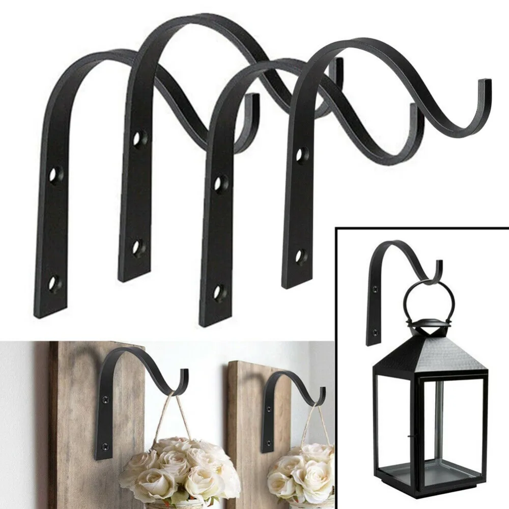 4x Iron Hanging Hook Bracket Garden Basket Planter Lantern Hanger Hooks 