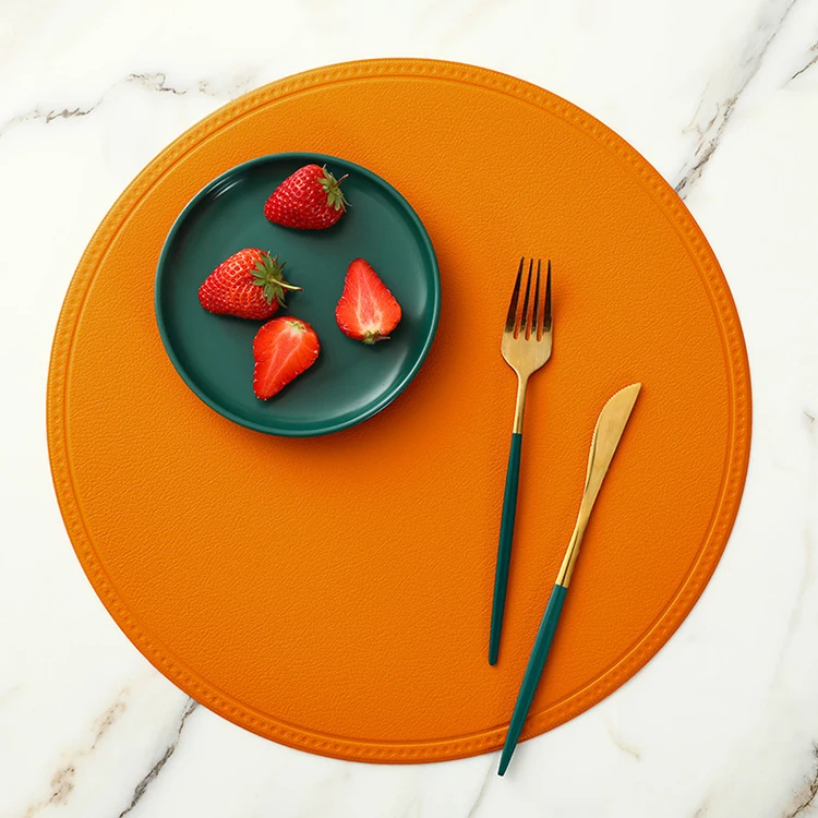 Factory Round Luxury Placemat Leather Dining Kitchen Table Mats Heat Resistant Nonslip Washable