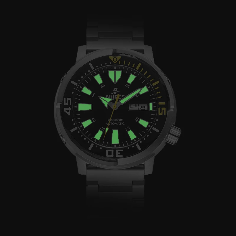 Miyen Munich Abyss Black Steel 1040-11-3 – Orologio Automatico Subacqueo Uomo Vetro Zaffiro Ceramica 20 ATM