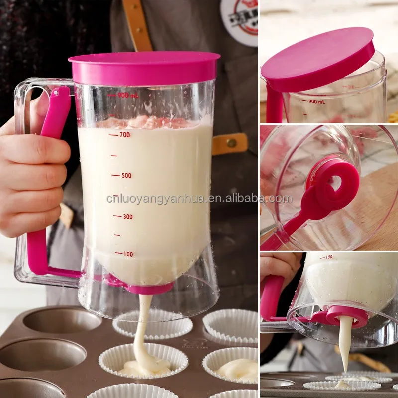 Kitchen Measuring Baking Tools Handheld Pancake Maker Cookie Biscuit Cake Muffin Cupcake Batter Dispenser with Squeeze Handle