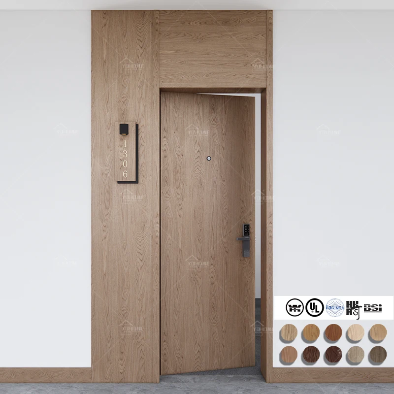 Foshan Source Factory 20 45 60 min Wooden Fire Door Manufacturer Door Fire Resistant Wood Interior Fire Doors
