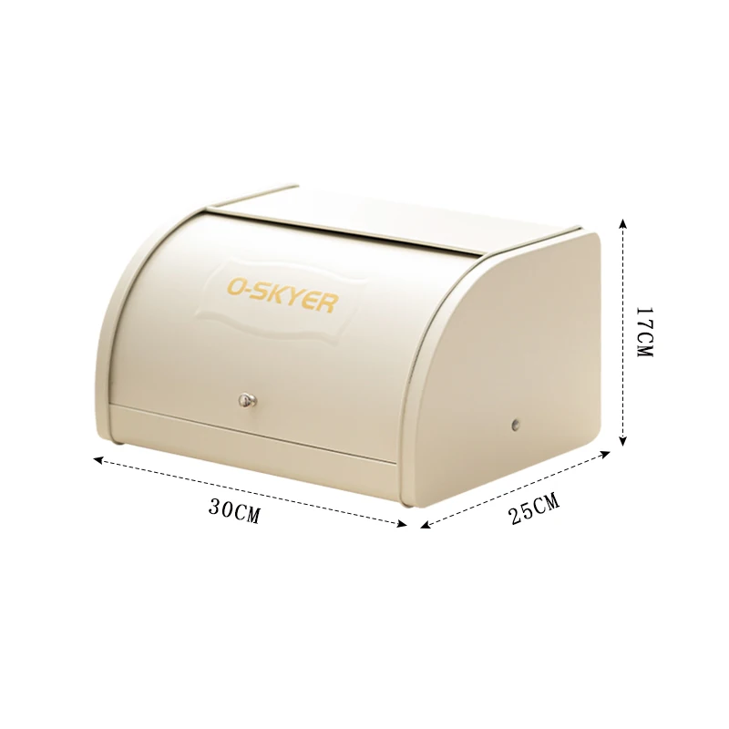 Vintage Kitchen Metal Bread Storage Canister White Farmhouse Desktop Sealing Storage Bread Box