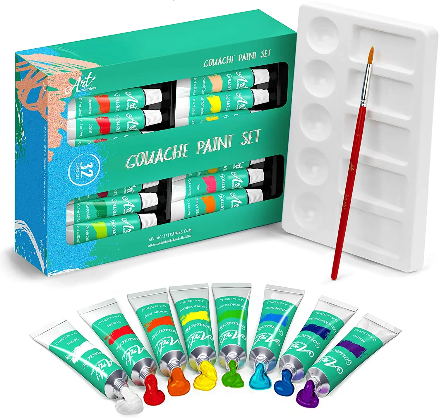 Art Accelerators Oil Paint Set - 32 Color Painting Set for Artists