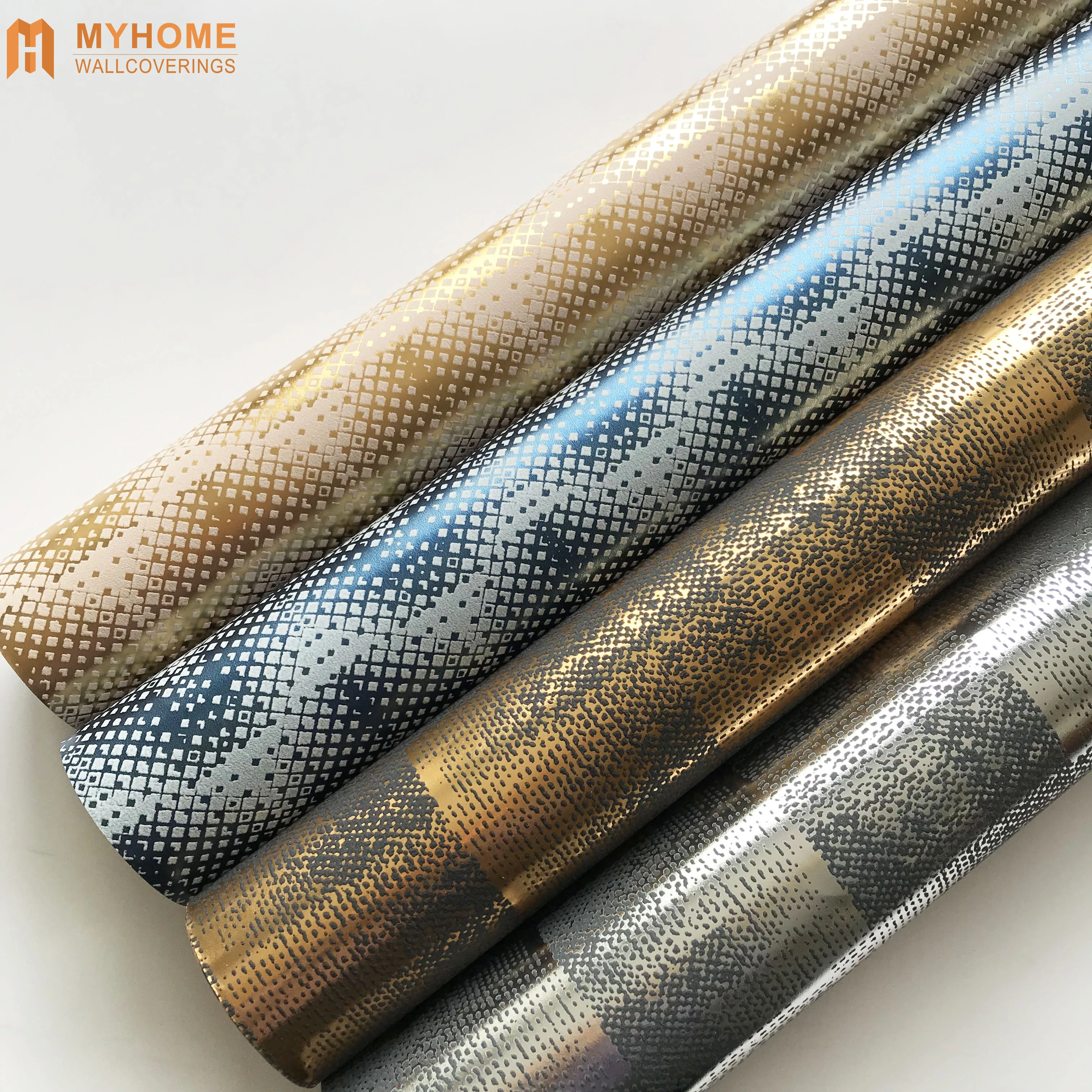 Interior 3d Geometric Wallpapers/wall Coating Pvc Metallic Wallpaper ...