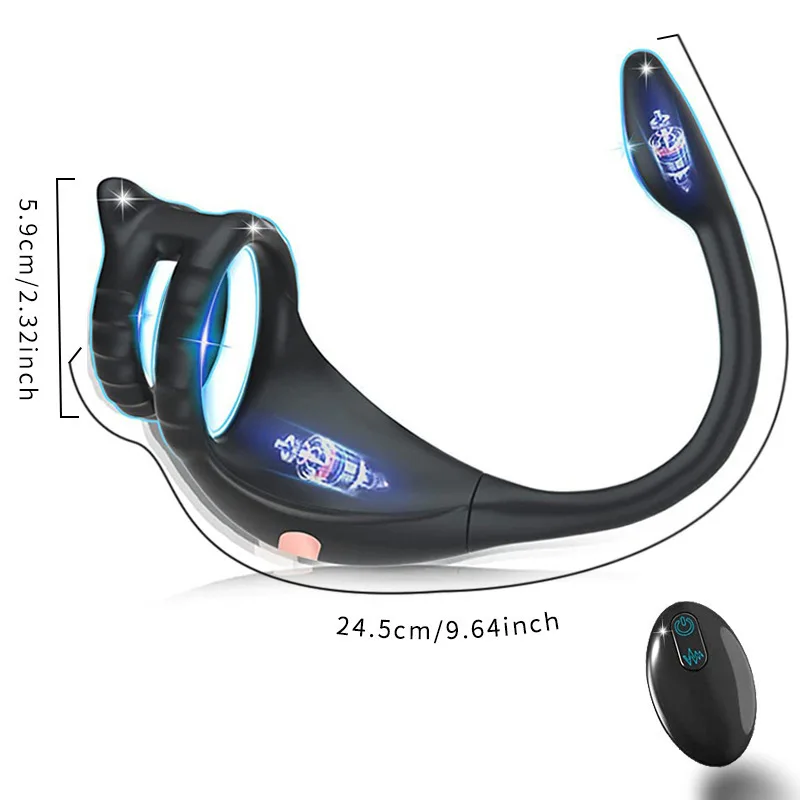 High Quality APP Wireless& Remote Control Dual Ring Double Vibration Lock Ring Anal Plug Men's Back Massager For Men_voghion.com