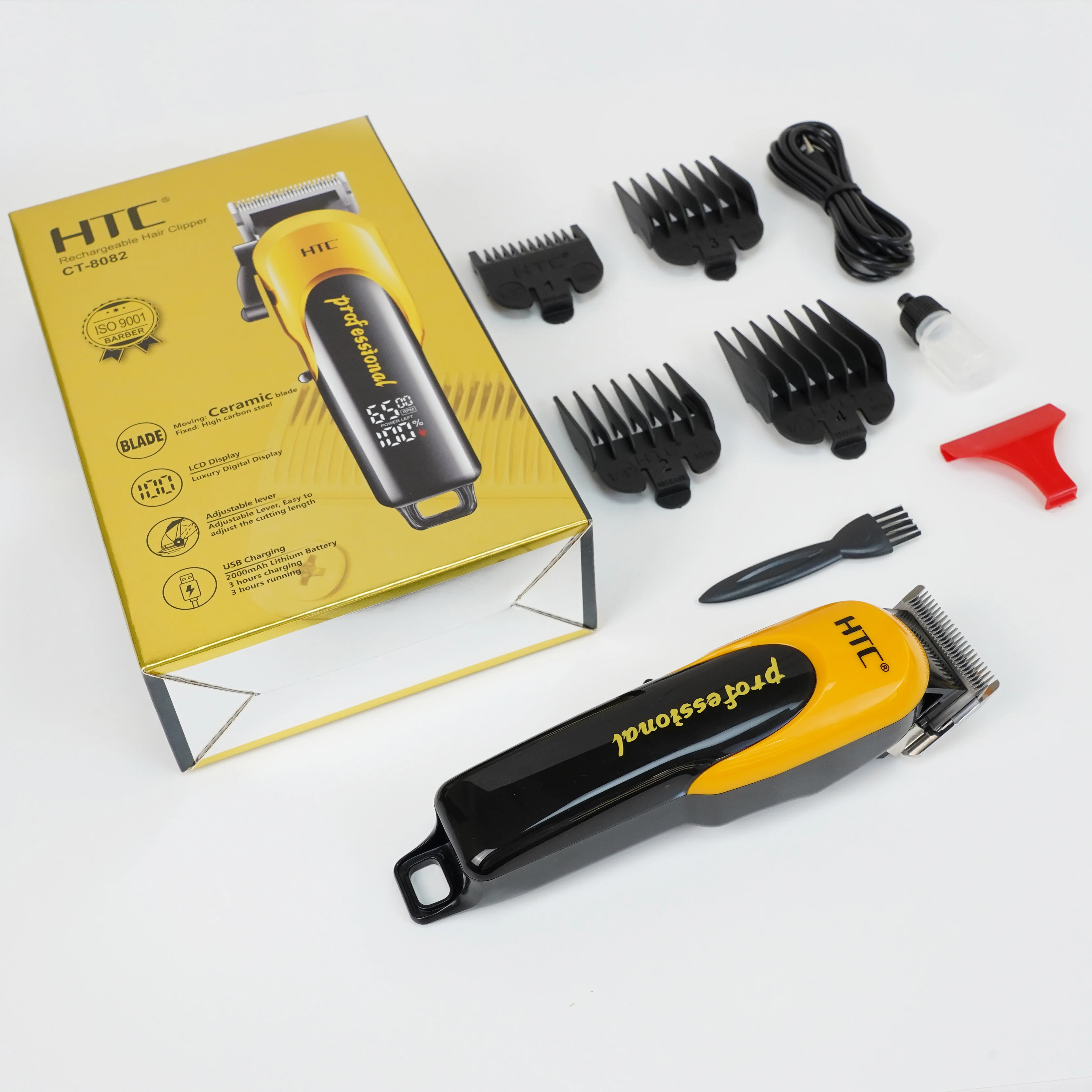 HTC CT-8082 LCD Luxury Display Professional Hair Clipper Electric Beard Clipper Trimmer