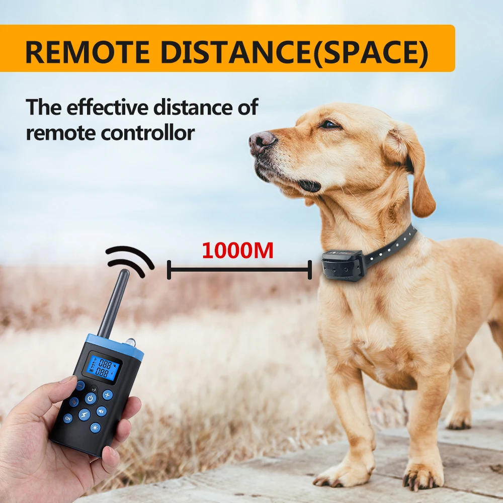 PaiPaitek 1000M Remote Control Beep Vibrate Static Shock Dog E Collar Anti Bark Barking Training Collar for Dogs