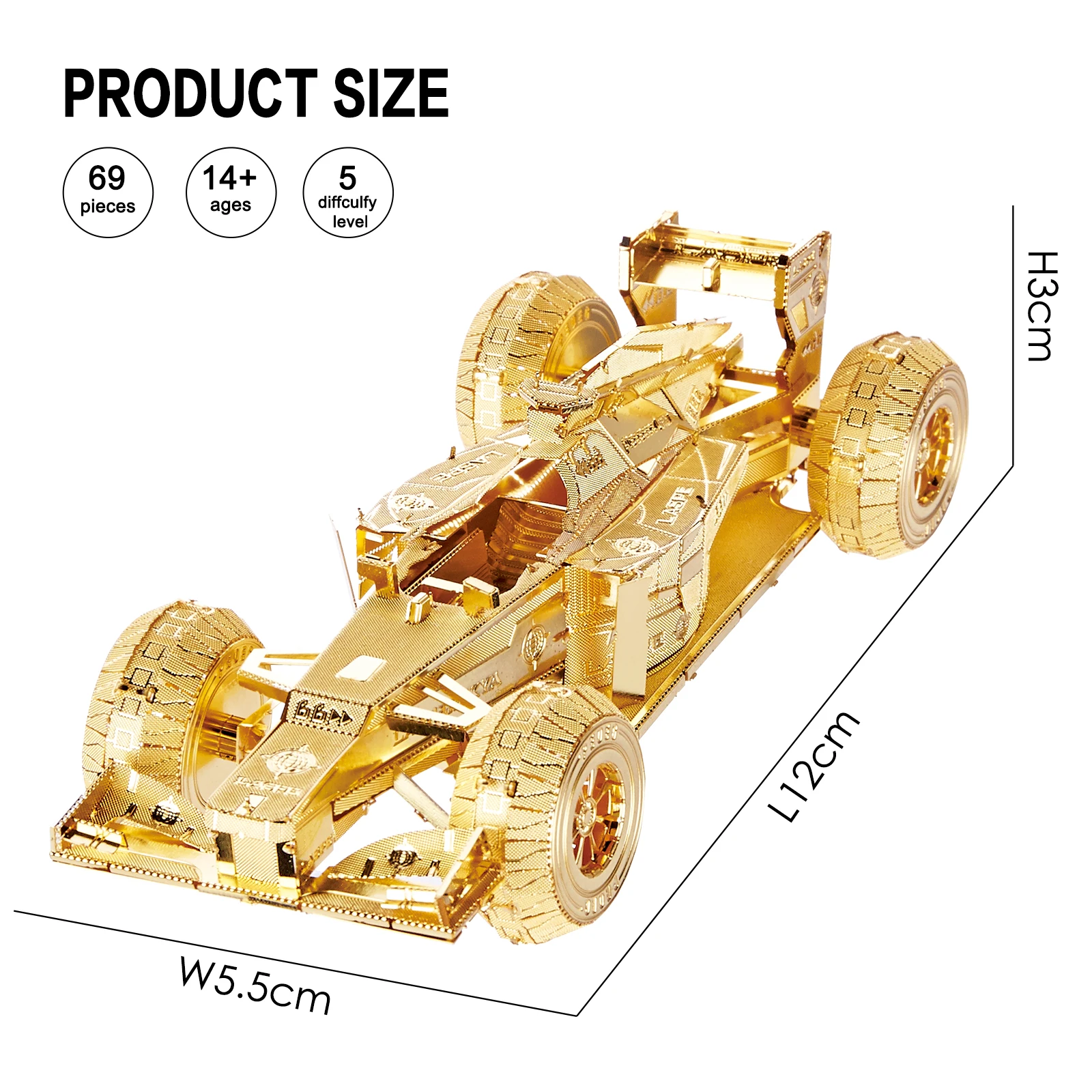Piececool Racing Car Assembly Toyright Brain Education Toys Advanced F1 Car 3D Metal Puzzle for Adults