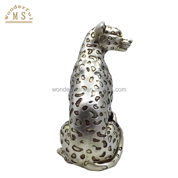 customized resin anime animal silver leopard panther small statue figurines sculpture souvenir gifts toy  for home decoration