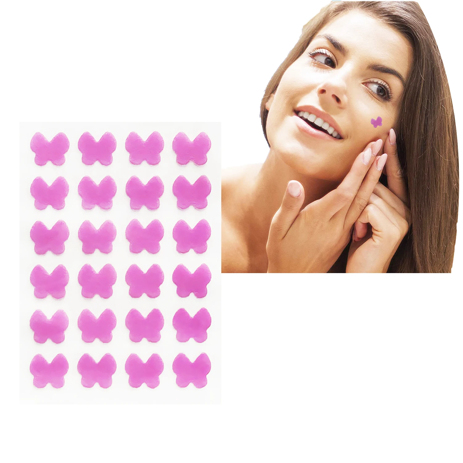 Colored  butterfly Shape Acne Pimple Patch  Absorbing Cover Patch Hydrocolloid Patch 24ct