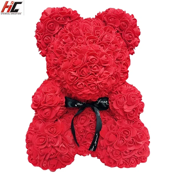 Oso De Peluche De Espuma Artificial,Rosa De 40cm,Regalo De San Valentín  Para El Día De San Valentín - Buy Oso De Espuma Floral De Alta Calidad,Oso  De Peluche De Espuma Floral,Oso Rosa