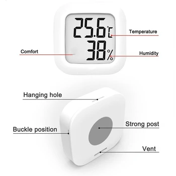 ORIA Wireless Thermometer LCD Display Indoor Outdoor Sensor Temperature  Sensor Indoor Digital Hygrometer Thermometer With Clock
