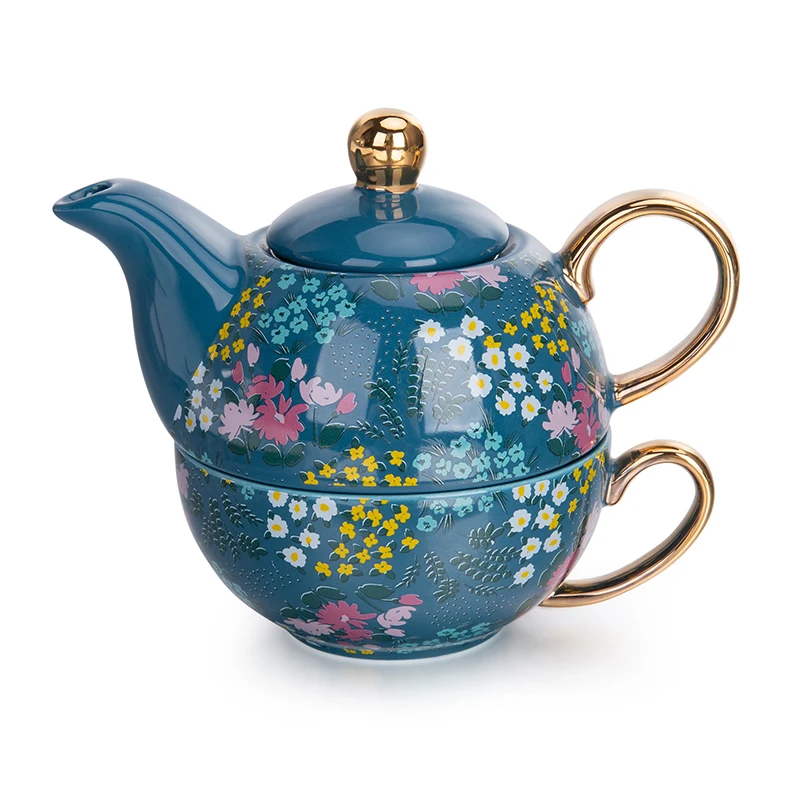 Custom Printing Color Glazed Pink Porcelain Teapot For One Person Tea