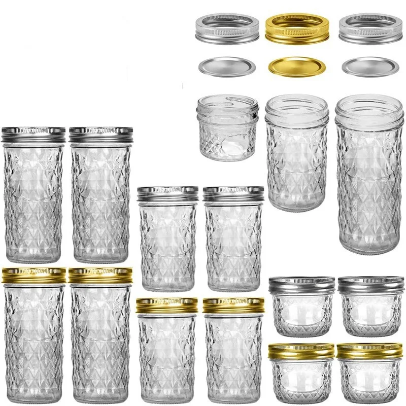 100 200  300  500  ml Mason glass jar caviar honey jar sauce cans container with tin in stock