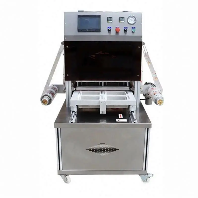 TEBAK Vacuum Fresh Food MAP Tray Sealer Plastic Bowl Sealing Machine Gas Flush Packaging Equipment for Meat Salad