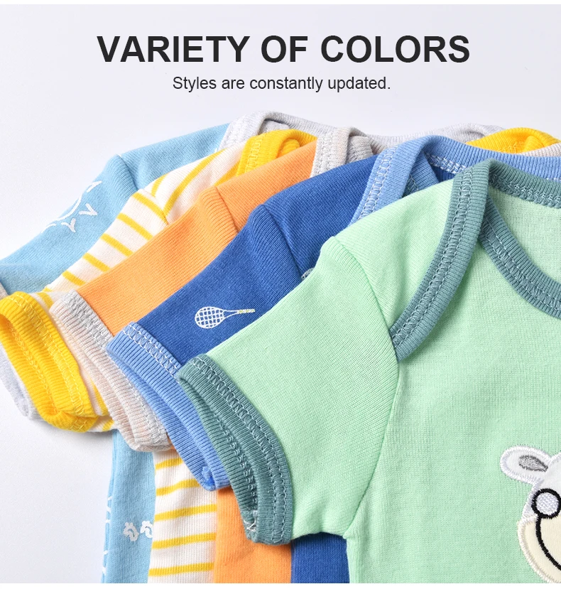Customized Baby Set 5 Pcs Newborn Infant Short Sleeves Set Cotton Baby