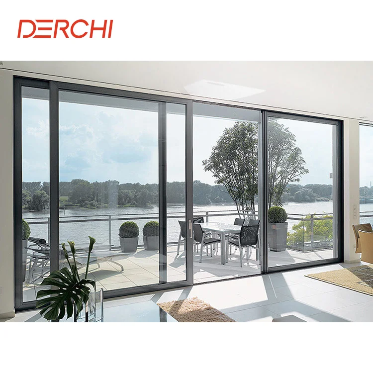 Australia Project AS2047 NFRC Outdoor Balcony Patio Double Glass Hurricane Impact Water Sound Proof Aluminum Sliding Doors