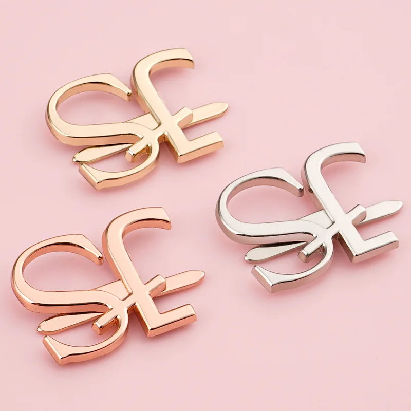 Custom Luxury Logo Metal Gold Bag Label Letters Metal Bag Label Nickel