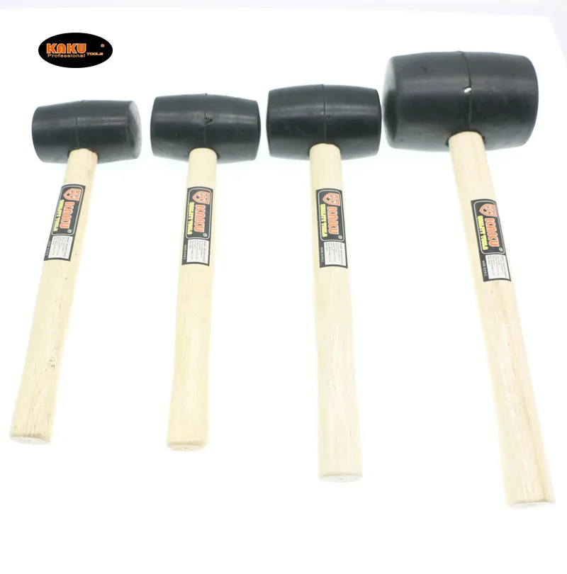 Kaku Wholesale Lightweight Durable 3001000g Black Rubber Mallet Wood