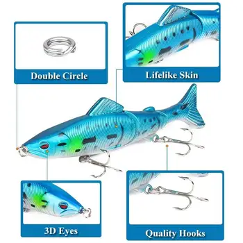 CHEERY Hard ABS Bass & Trout Fishing Lure 3-Jointed Minnow Bait 13cm/18g Topwater for River & Lake Float Fishing – Minnow – view 3