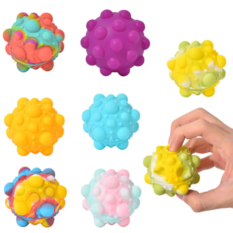 Colorful Kids Fun Silicone Ball Pop Fidget Stress 3d Popper Toy Bubble Squeeze Vent Ball Pop