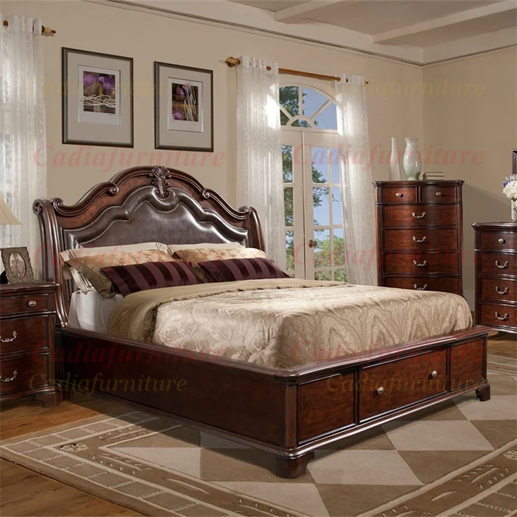 European Traditional Design Bedroom Furniture Customized Fancy Wood