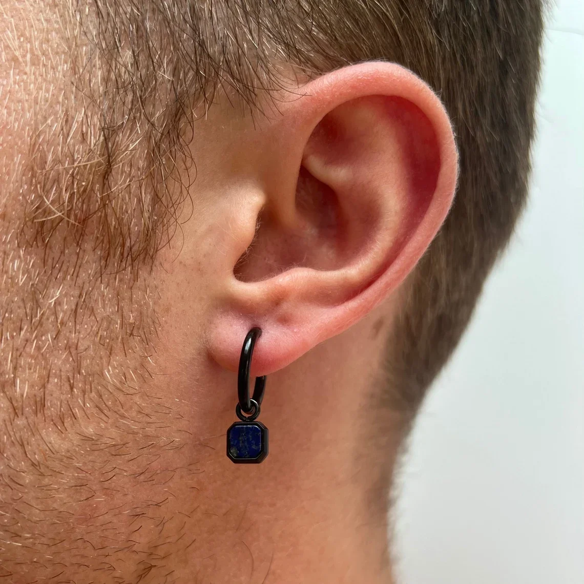 Men Onyx Dangle Earring 18k Gold Hoop Dangle Earrings With Black Onyx  Gemstone Gold Lapis Lazuli Earring Charm Mens Jewelry