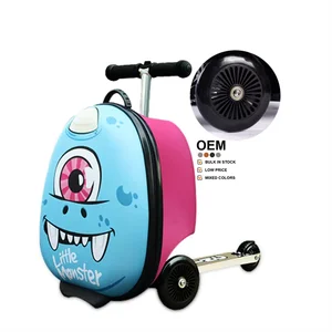 Fashion OEM Kids Scooters Luggage  Rideable Scooter Suitcase Foldable Eva Scooter case Luggage with Kids Toy