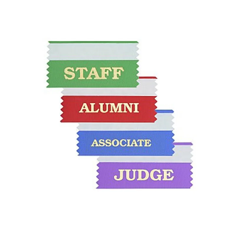 Custom Horizontal Stackable Polyester Badge Ribbons Self-Adhesive Name Badges for Conferences Offset Printing