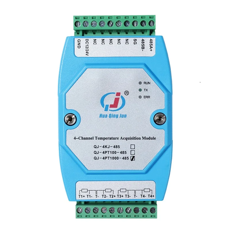 product huaqingjun 4 channel rs485 pt1000 temperature acquisition module modbus rtu thermal resistance for pt1000 sensors-1