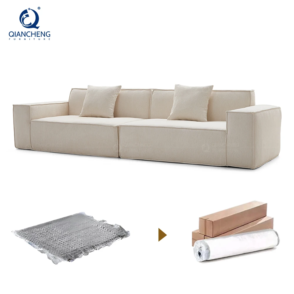 2025 Modern Tofu Block Compressed Sofa Wholesale Modular Sectional Compression Living Room 3 Seater Velvet Couch Set Furniture