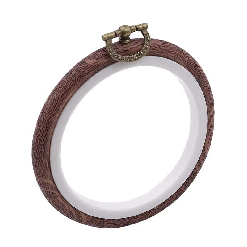 Set 4 Cerchi Da Ricamo In Finto Legno Con 16 Aghi - Per Punto Croce E Cucito Fai Da Te - Foto 6