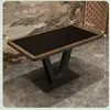Mesa larga de madera maciza con losa de roca - Madera maciza natural 12070