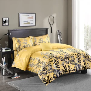 Support Sample Services Exquisite Quick Dry Yellow Polyester Printed Luxury Duvet Cover Bedding Set