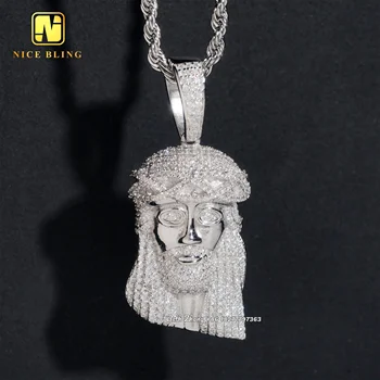 925 Silver Hip Hop Shining Jesus Pendants Custom Moissanite Diamond Jewelry For Men Women