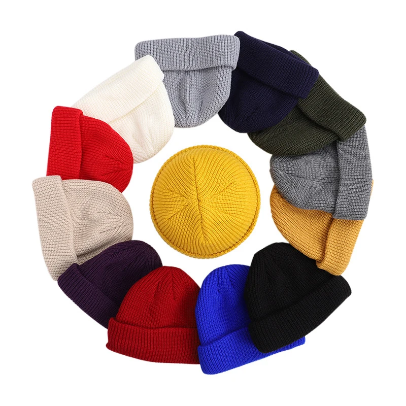 Winter Short Brimless Baggy Melon Hats 