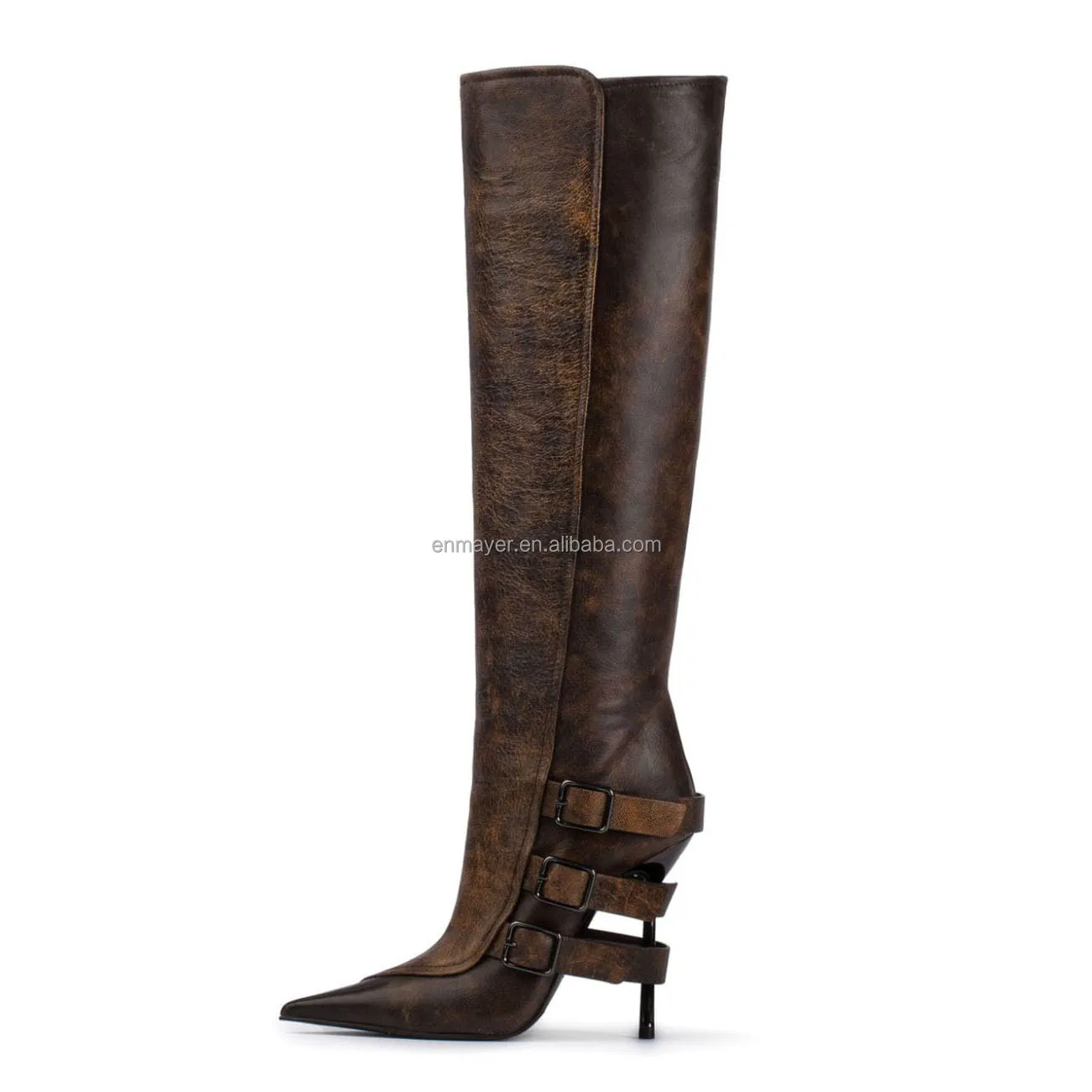 ENMAYER Hot Sale Buckle Design Women Knee High Boots, View knee high