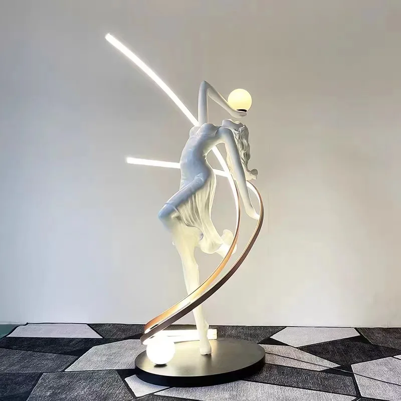 Hanging Light Clubs Bar Decor Art Dancing Girl Ornament Modern Indoor Led White Sculpture Floor Lamp Ballerina