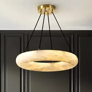 New Style Spanish Marble Chandelier for Living Room Circular Designer Art Villa Lamp Nordic Scandinavian Industrial Style AC