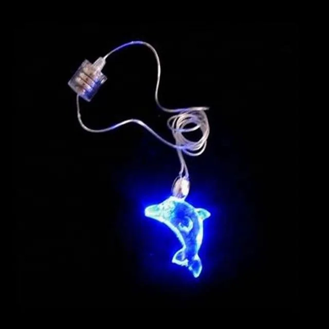 Детская со светодиодной подсветкой мигает Дельфин ожерелья подвески детский светящийся ожерелья, Рождественский подарок на вечеринку Хэллоуина