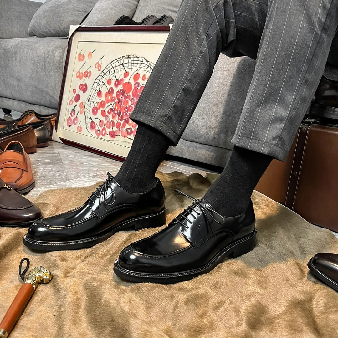 fitted lace wedding dress Amazon.com | Genuine Leather Lace Up Luxury Shoes Black Dress Shoes  Gentleman Oxford Shoes with Thick Soles for Men Shoes Mens Casual Shoes(Black,6.5)